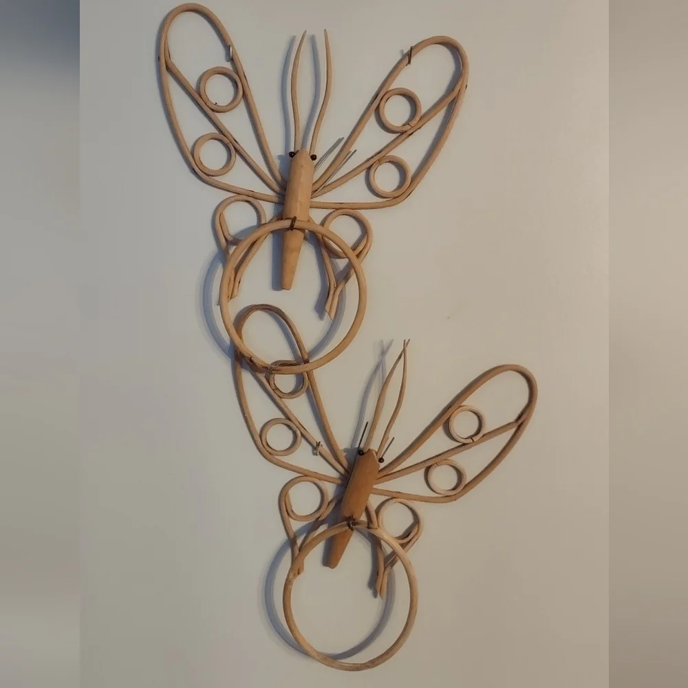 Vintage 70s Bent Bamboo Butterfly Gallery Wall Decor Hong Kong